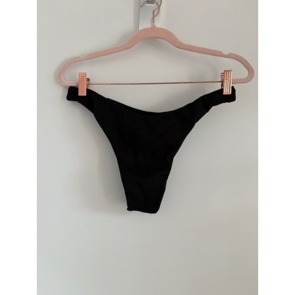 ZAFUL Womens Black Ribbed High Cut Bikini Bottoms Size Medium US 6